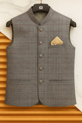 Men’s  gray checkered Sutting Waistcoat